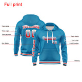 Custom Blue Red Hoodie Personalized Mens Pullover Hoodie Printed Team Name Number Logo for Women