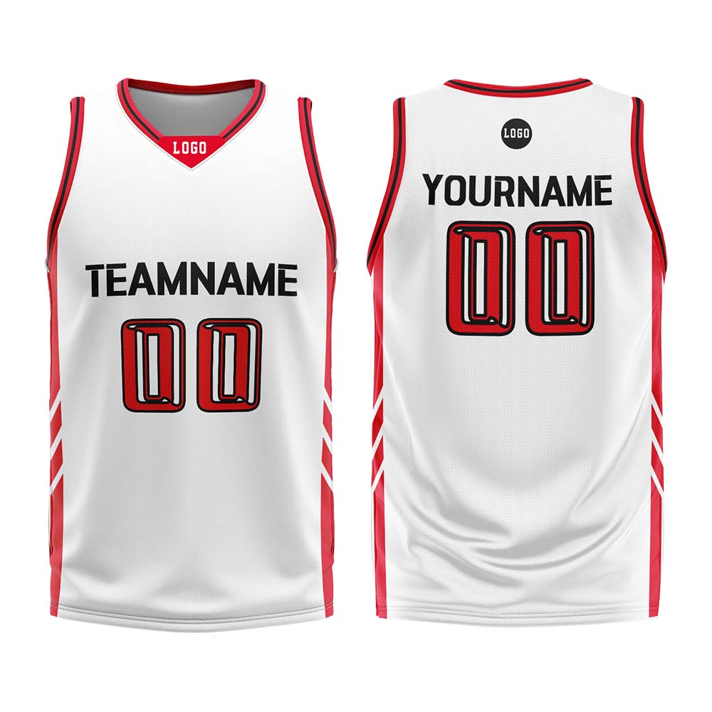 Custom White Black Red Basketball Jersey Uniform Suit Printed Your Logo Name Number