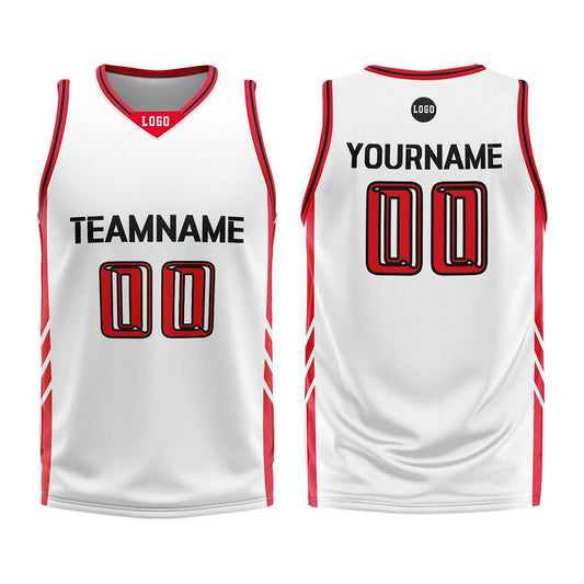 Custom White Black Red Basketball Jersey Uniform Suit Printed Your Logo Name Number