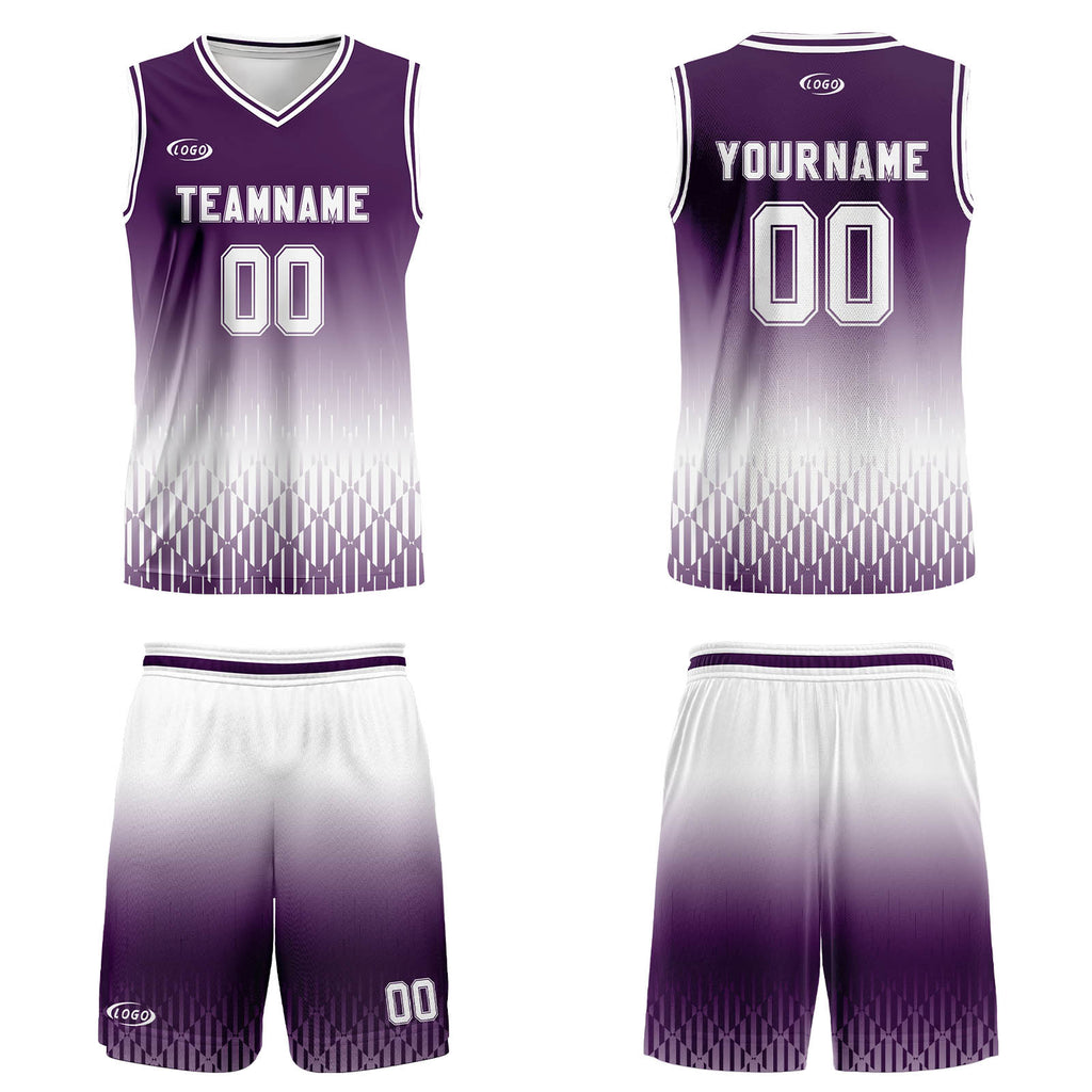 Custom Purple White Gradient Basketball Jersey Uniform Suit Printed Your Logo Name Number