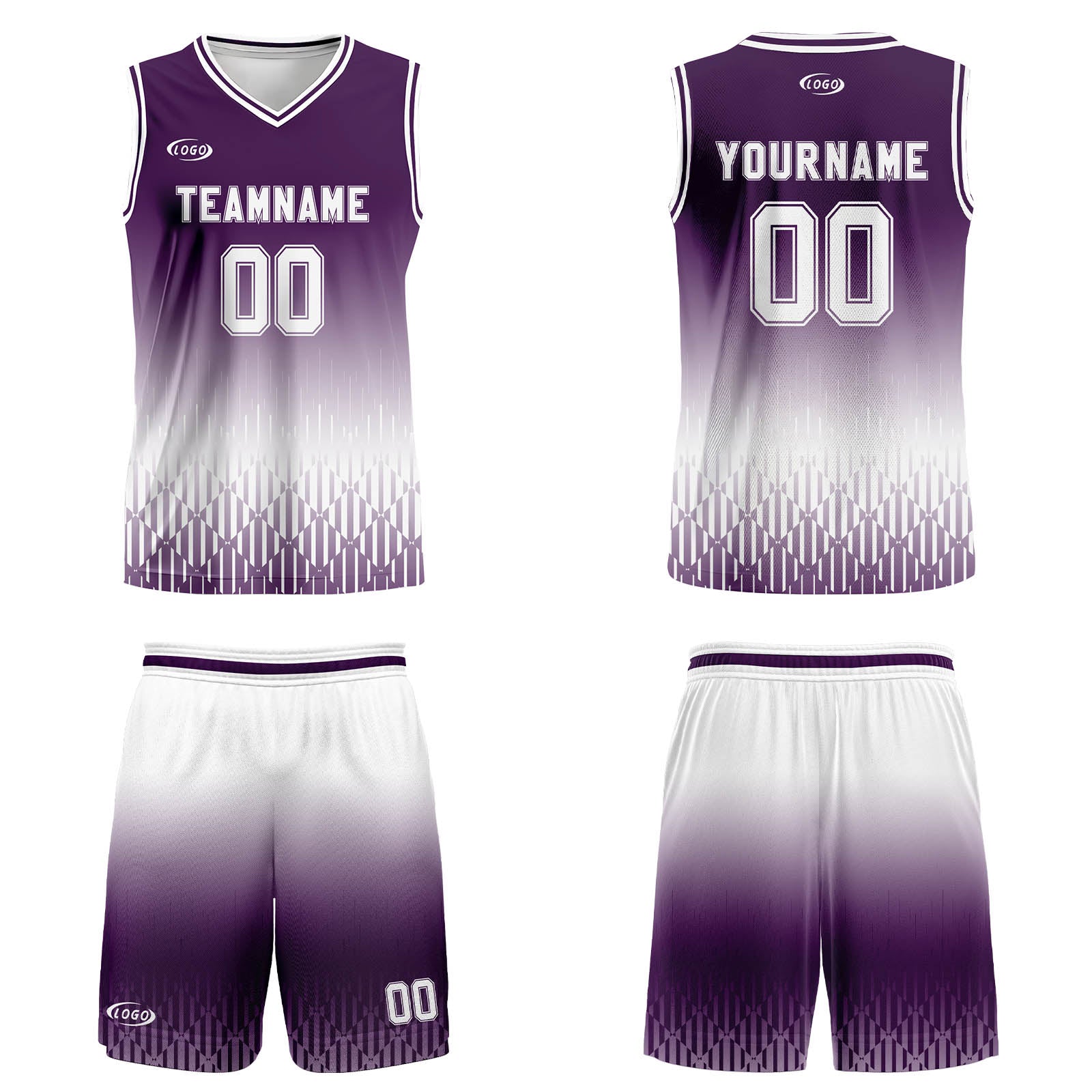 Custom Purple White Gradient Basketball Jersey Uniform Suit Printed Your Logo Name Number