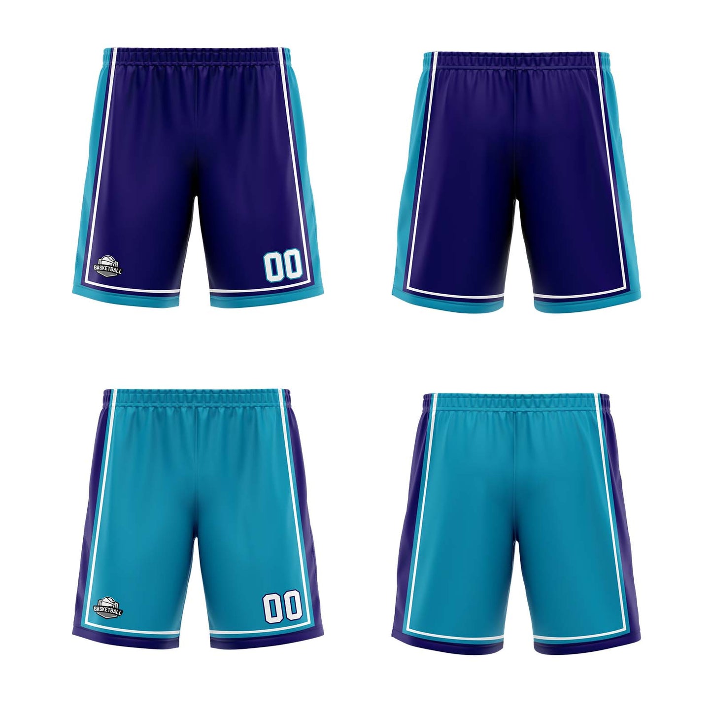 Custom Purple Teal Reversible Basketball Suit for Adults and Kids Personalized Jersey