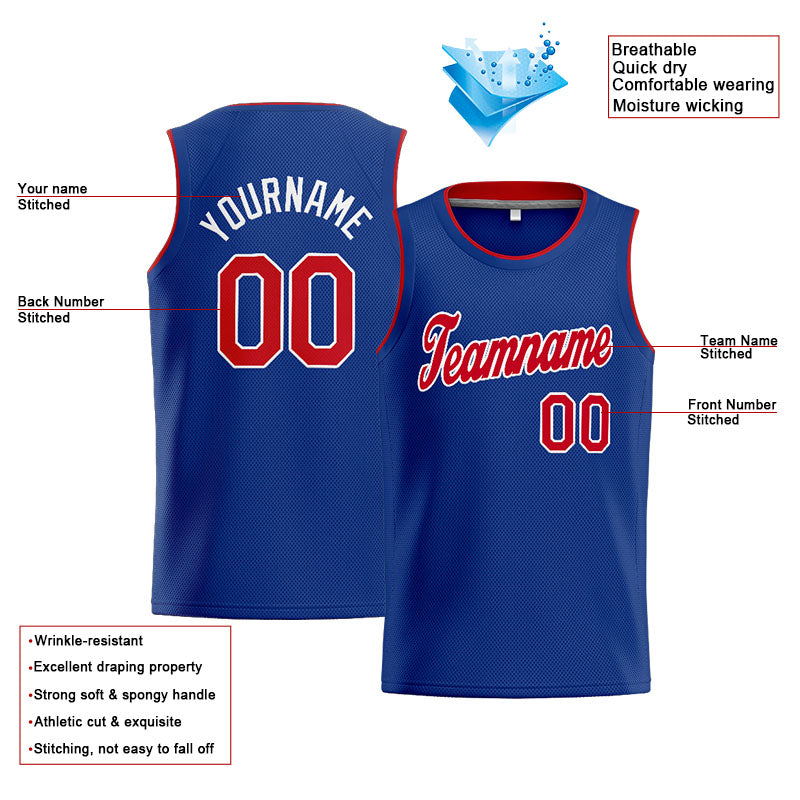 Custom Stitched Basketball Jersey for Men, Women And Kids Royal-Red-White