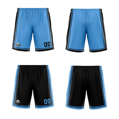 Custom Light Blue Black Reversible Basketball Suit for Adults and Kids Personalized Jersey