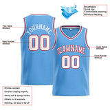 Custom Stitched Basketball Jersey for Men, Women And Kids Light Blue-White-Red