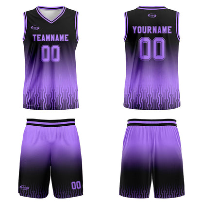 Custom Black Purple Gradient Basketball Jersey Uniform Suit Printed Your Logo Name Number
