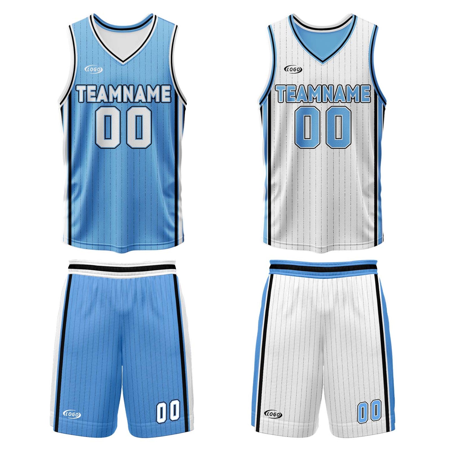 Custom Blue White Reversible Basketball Suit for Adults and Kids Personalized Jersey