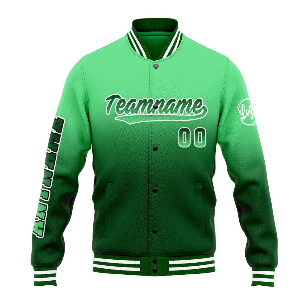 Custom Gradient Varsity Jacket Letterman jacket for Men, Women and Youth Green