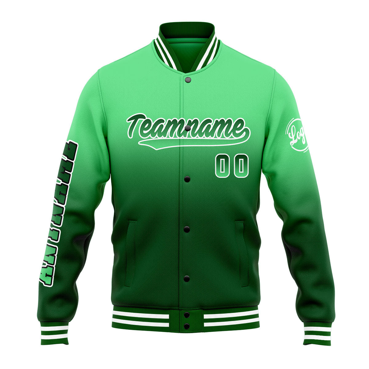 Custom Gradient Varsity Jacket Letterman jacket for Men, Women and Youth Green