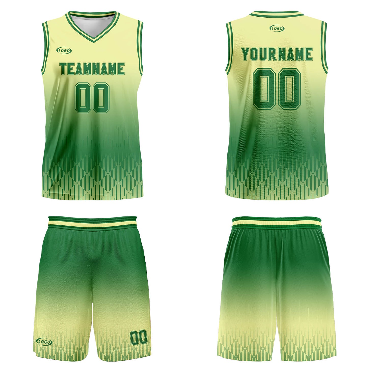 Custom Yellow Green Gradient Basketball Jersey Uniform Suit Printed Your Logo Name Number