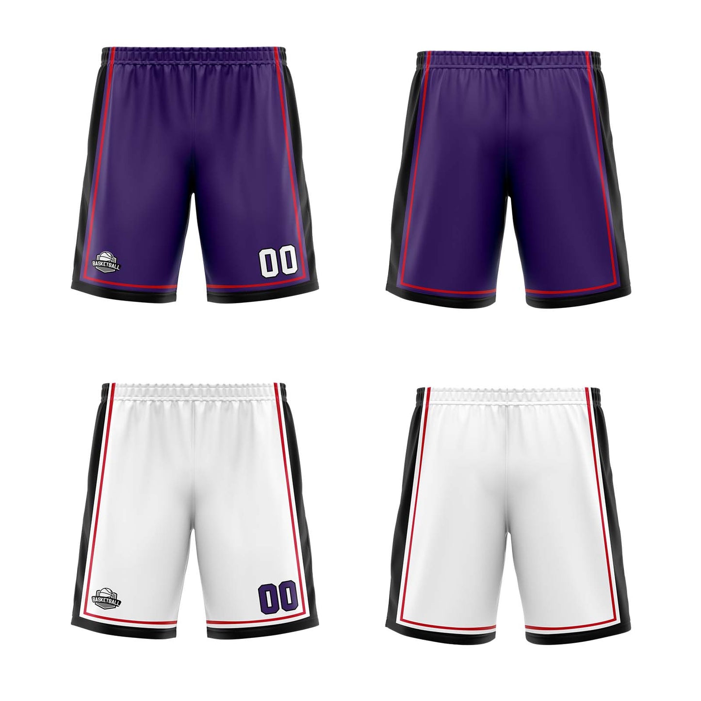 Custom Purple White Red Reversible Basketball Suit for Adults and Kids Personalized Jersey