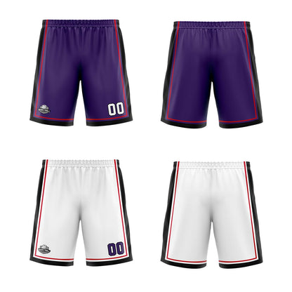 Custom Purple White Red Reversible Basketball Suit for Adults and Kids Personalized Jersey