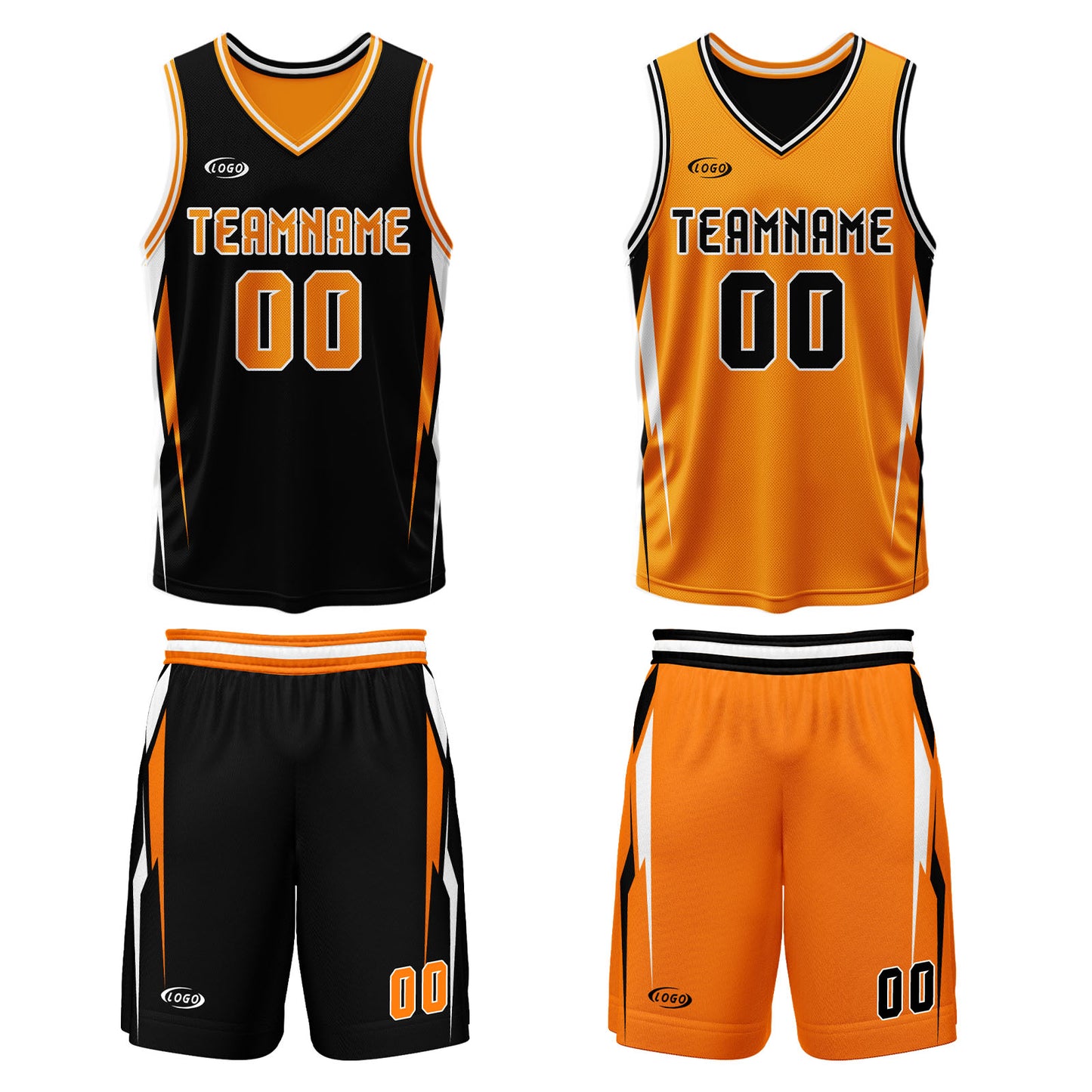 Custom Black Orange Reversible Basketball Suit for Adults and Kids Personalized Jersey