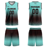 Custom Cyan Dark Brown Gradient Basketball Jersey Uniform Suit Printed Your Logo Name Number