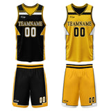 Custom Black Yellow Reversible Basketball Suit for Adults and Kids Personalized Jersey