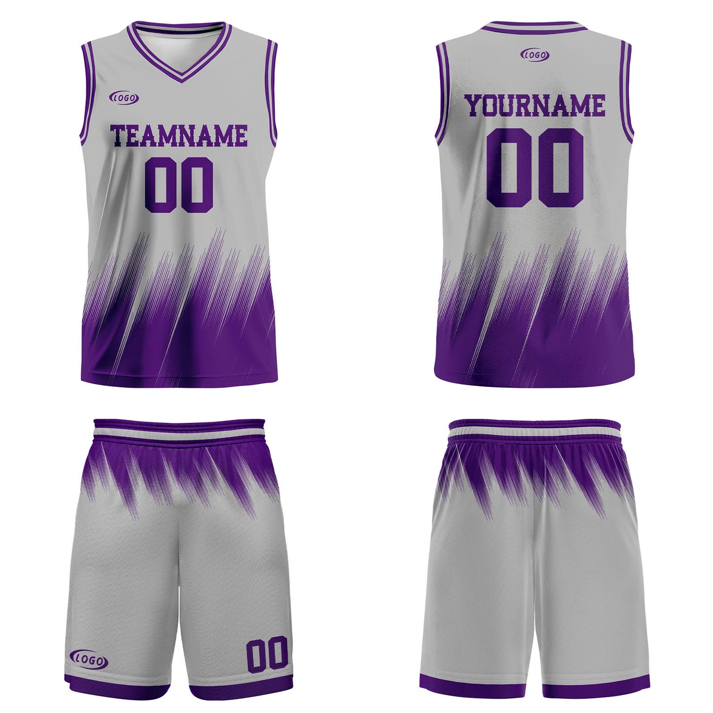 Custom Grey Purple Basketball Jersey Uniform Suit Printed Your Logo Name Number