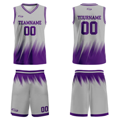 Custom Grey Purple Basketball Jersey Uniform Suit Printed Your Logo Name Number