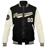 Custom Varsity Jacket Letterman jacket for Men, Women and Youth Black Cream