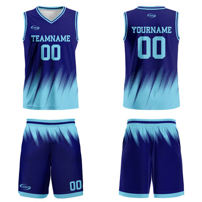 Custom Blue Basketball Jersey Uniform Suit Printed Your Logo Name Number