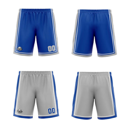 Custom Royal Grey White Reversible Basketball Suit for Adults and Kids Personalized Jersey