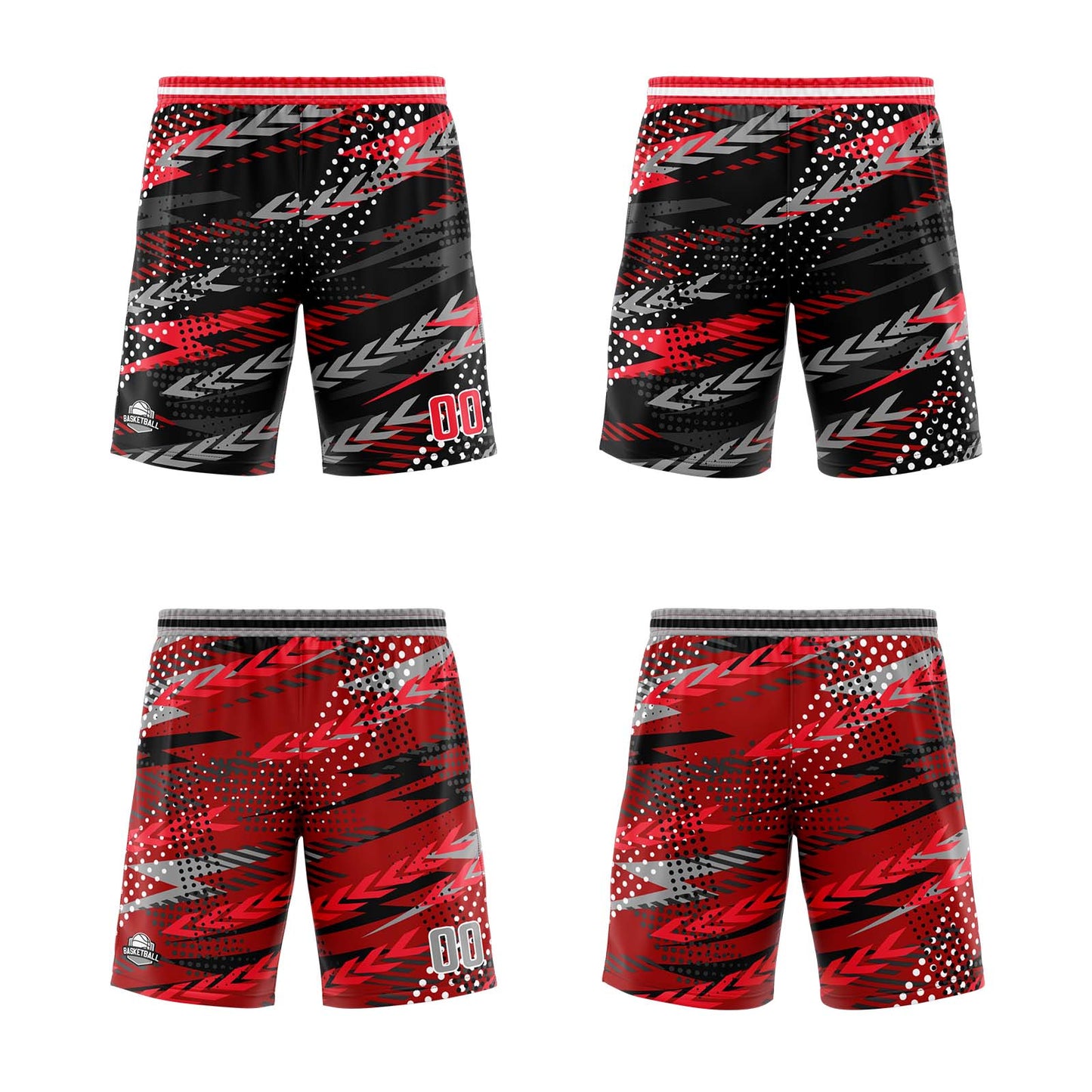 Custom Black Red Grey Reversible Basketball Suit for Adults and Kids Personalized Jersey