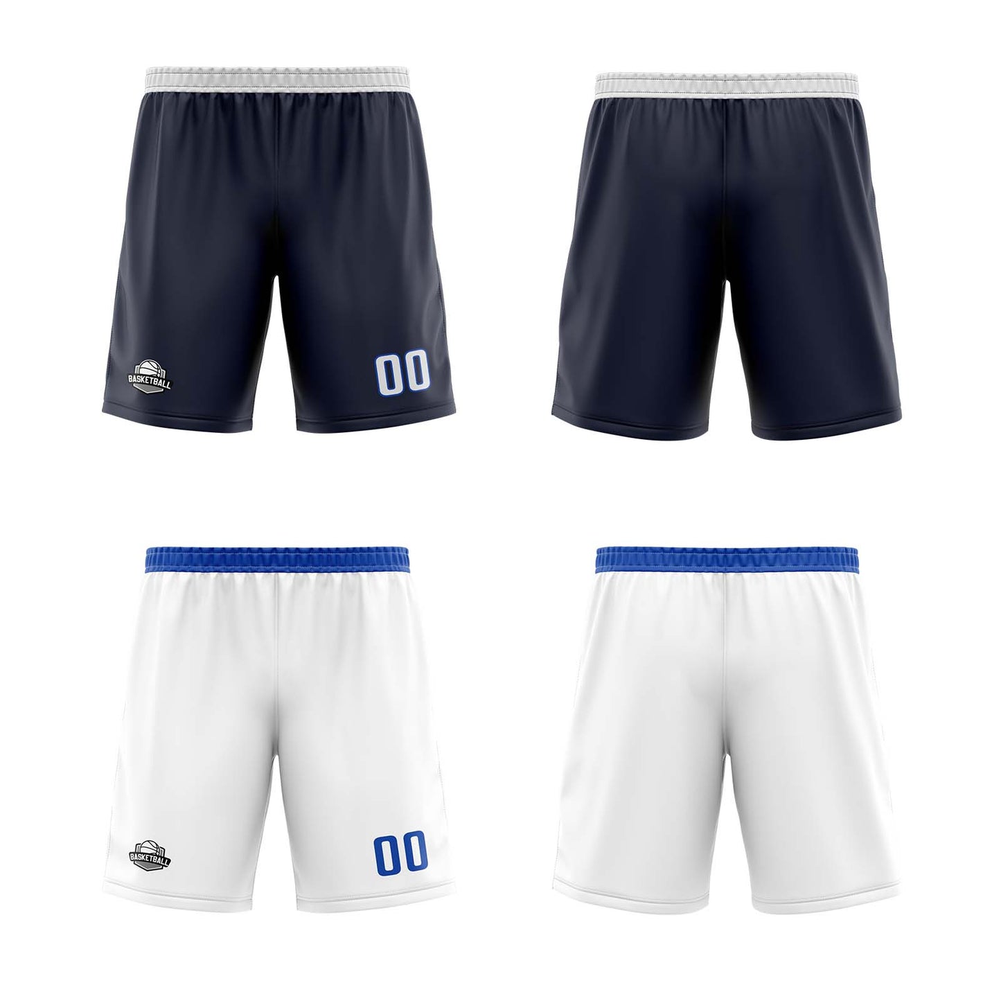 Custom Navy White Reversible Basketball Jersey Uniform Suit Printed Your Logo Name Number