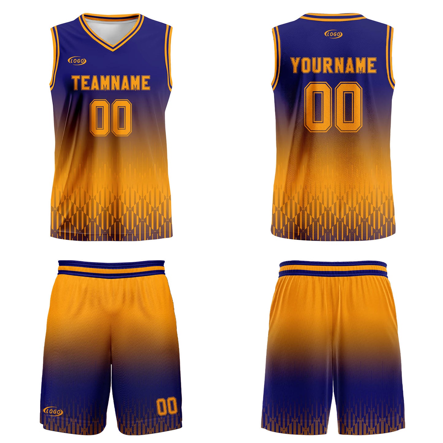 Custom Blue Yellow Gradient Basketball Jersey Uniform Suit Printed Your Logo Name Number