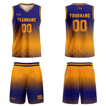 Custom Blue Yellow Gradient Basketball Jersey Uniform Suit Printed Your Logo Name Number
