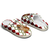 Custom Your Own Personalized Cotton Slippers for Dog Cat Lover Add Any Text Photoes Red&Green&White Christmas