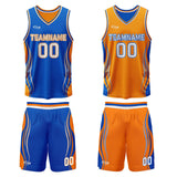 Custom Blue Orange Reversible Basketball Suit for Adults and Kids Personalized Jersey