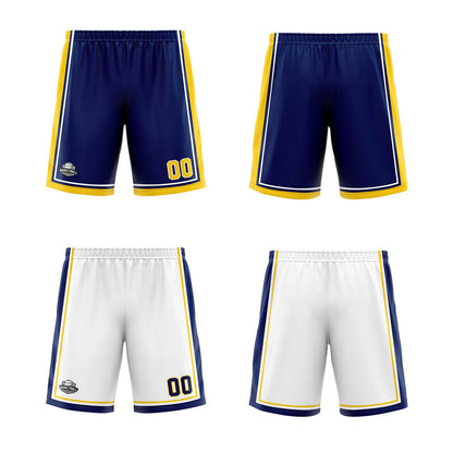 Custom Navy Yellow White Reversible Basketball Suit for Adults and Kids Personalized Jersey
