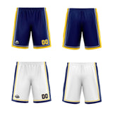 Custom Navy Yellow White Reversible Basketball Suit for Adults and Kids Personalized Jersey