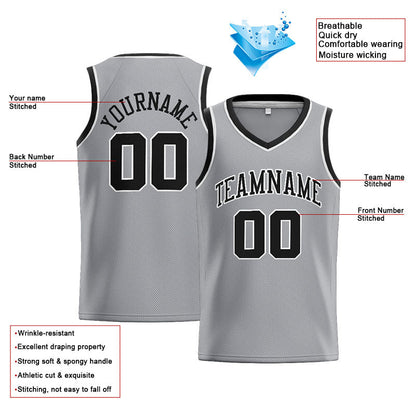 Custom Stitched Basketball Jersey for Men, Women And Kids Gray-Black-White