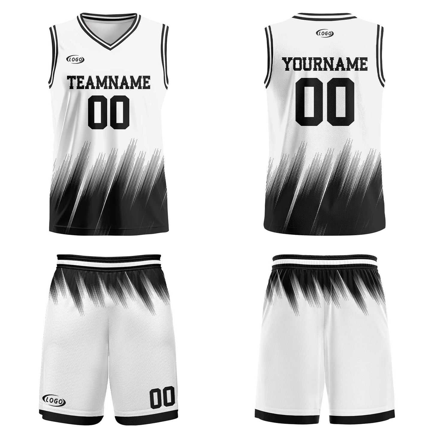 Custom White Black Basketball Jersey Uniform Suit Printed Your Logo Name Number