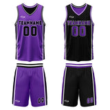 Custom Purple Black Reversible Basketball Suit for Adults and Kids Personalized Jersey