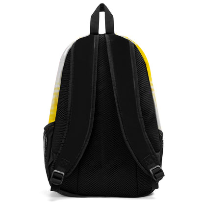 Customize Yellow White Sports Backpacks Featuring Personalized Names, Numbers and Logos