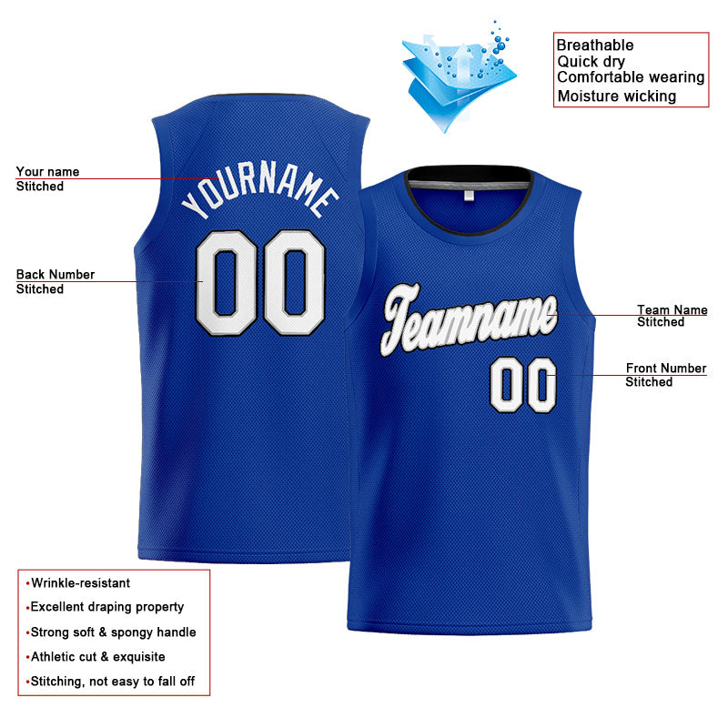 Custom Stitched Basketball Jersey for Men, Women And Kids Royal-White-Gray-Black