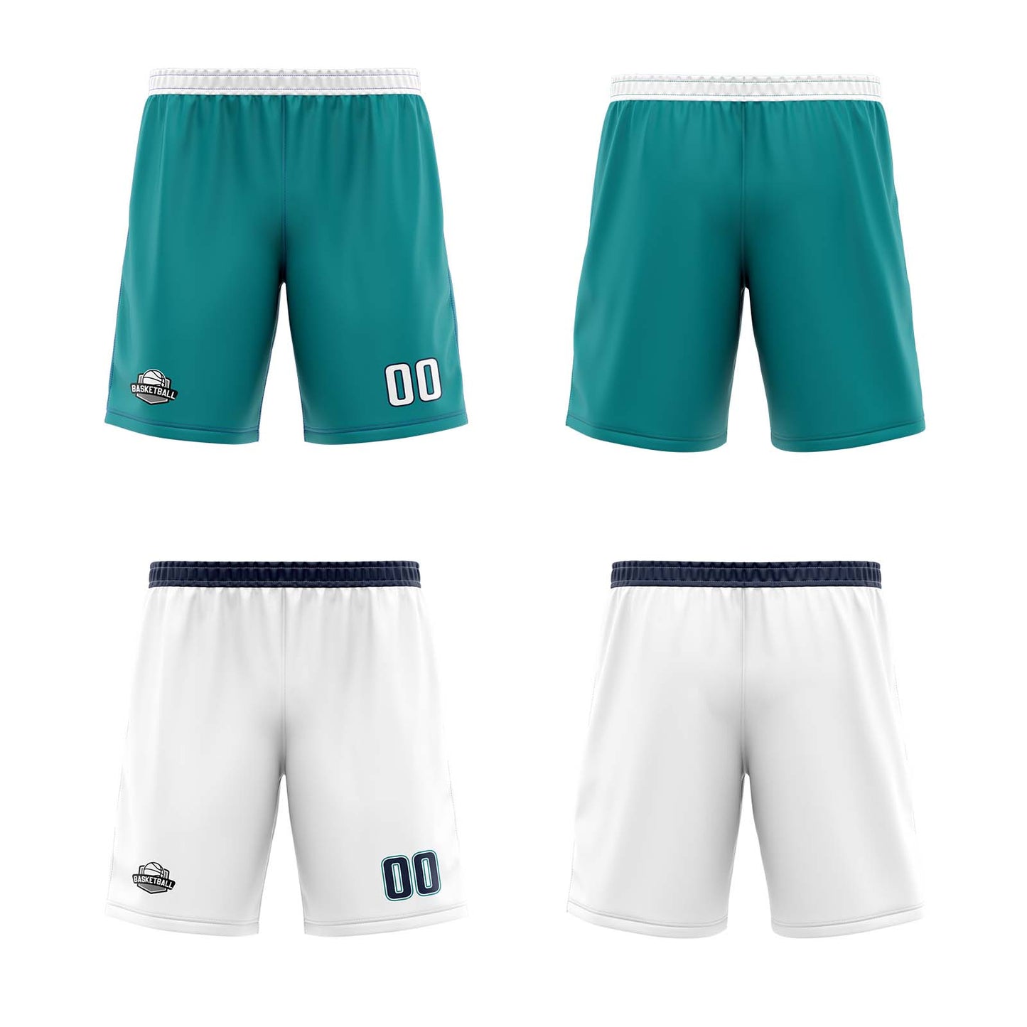 Custom Teal White Reversible Basketball Jersey Uniform Suit Printed Your Logo Name Number