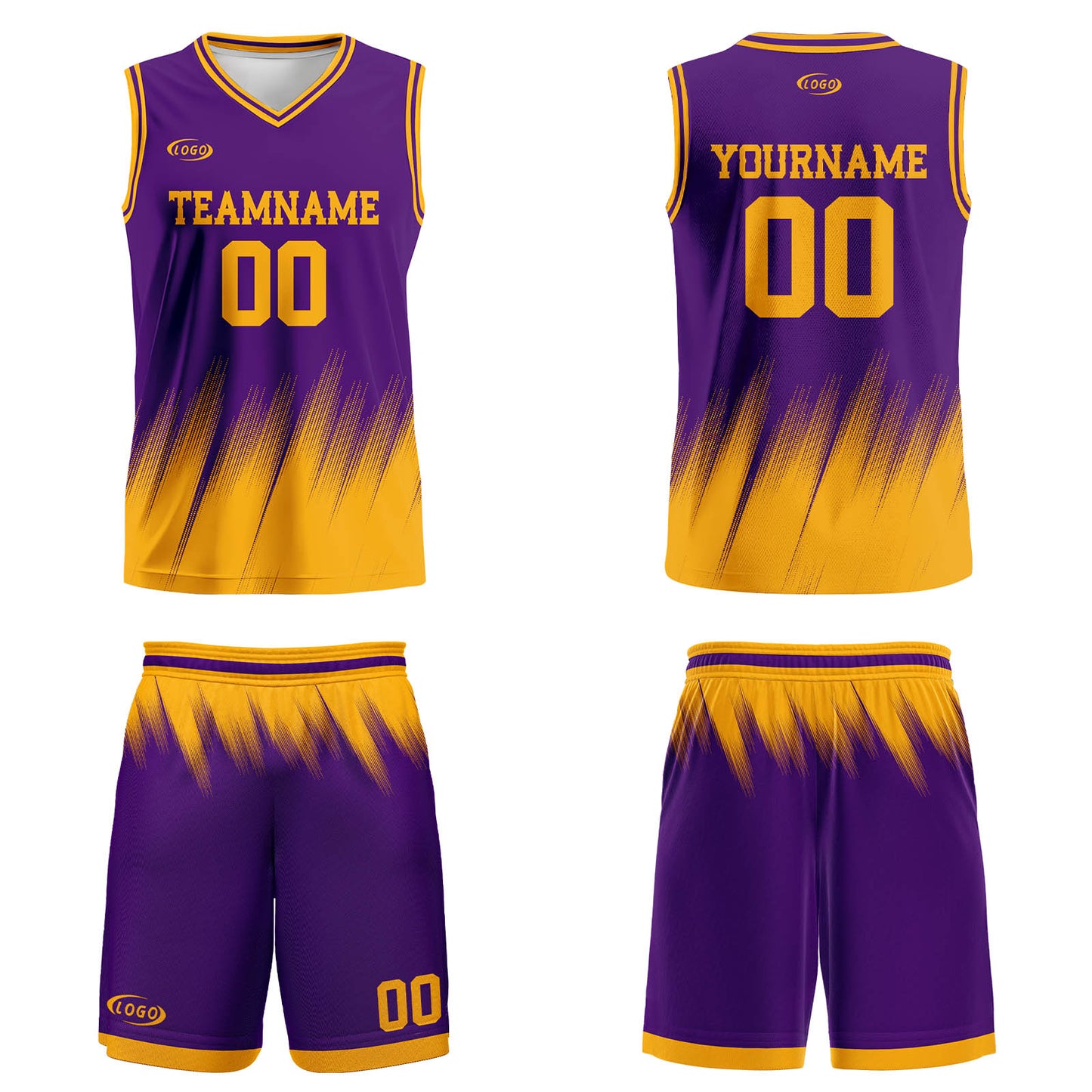 Custom Purple Yellow Basketball Jersey Uniform Suit Printed Your Logo Name Number