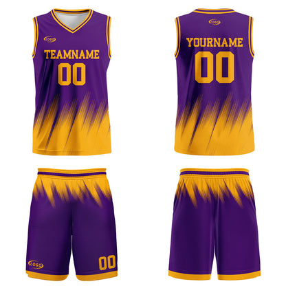 Custom Purple Yellow Basketball Jersey Uniform Suit Printed Your Logo Name Number