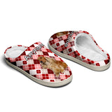 Custom Your Own Personalized Cotton Slippers for Dog Cat Lover Add Any Text Photoes Red&White Diamond