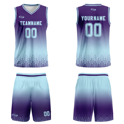 Custom Purple Light Blue Gradient Basketball Jersey Uniform Suit Printed Your Logo Name Number
