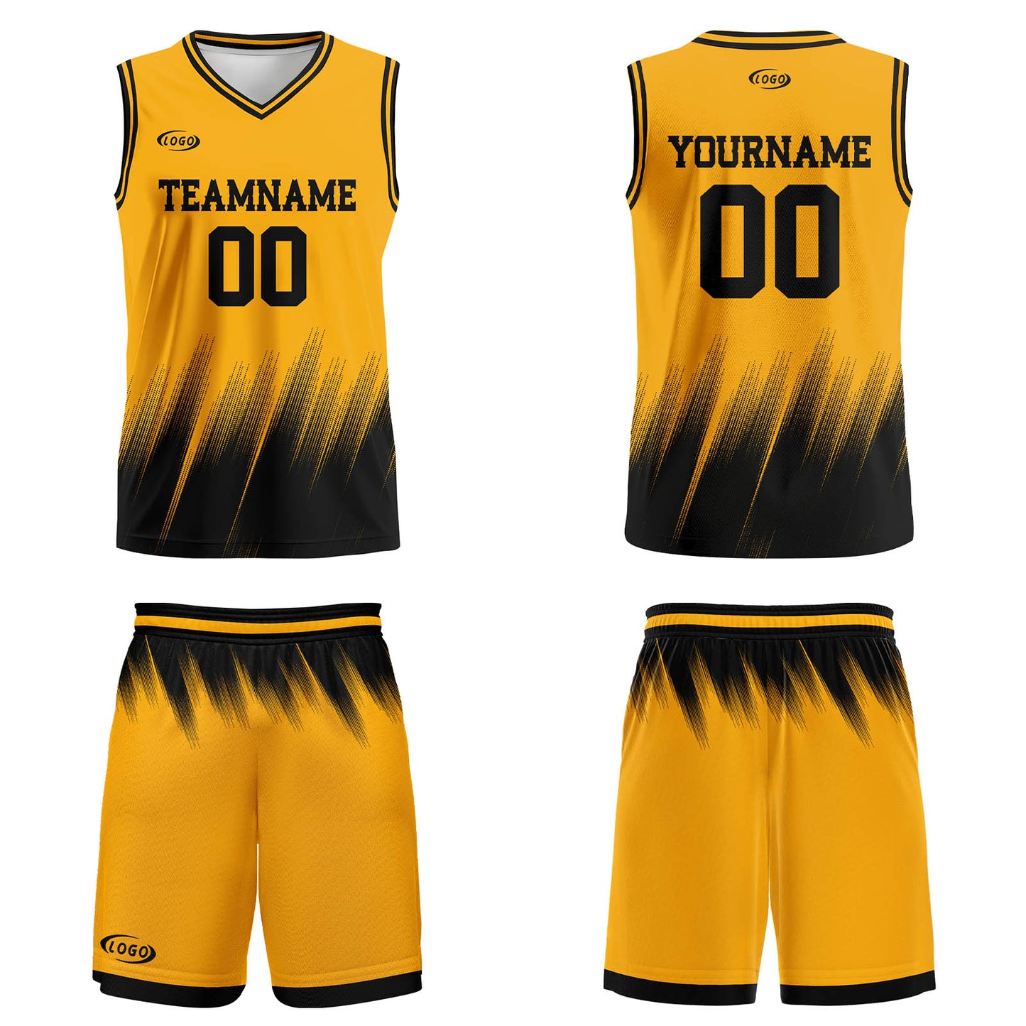 Custom Yellow Black Basketball Jersey Uniform Suit Printed Your Logo Name Number