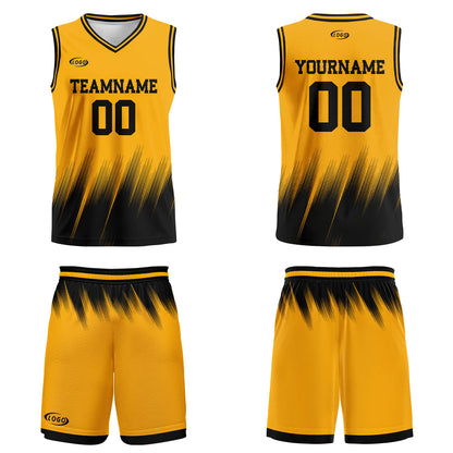 Custom Yellow Black Basketball Jersey Uniform Suit Printed Your Logo Name Number