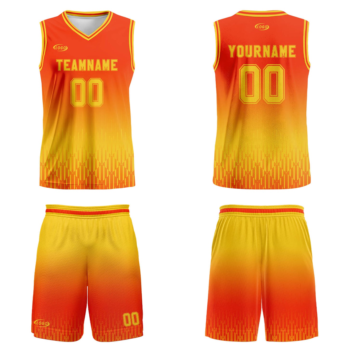 Custom Orange Yellow Gradient Basketball Jersey Uniform Suit Printed Your Logo Name Number
