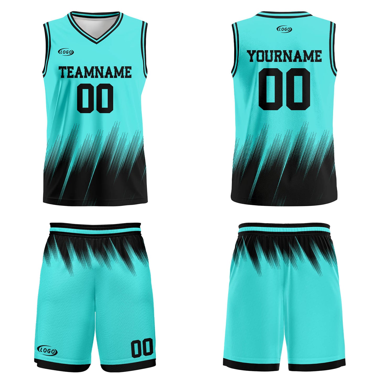 Custom Teal Black Basketball Jersey Uniform Suit Printed Your Logo Name Number