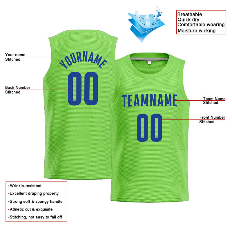 Custom Stitched Basketball Jersey for Men, Women And Kids Neon Green-Royal