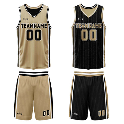 Custom Gold Black Reversible Basketball Suit for Adults and Kids Personalized Jersey