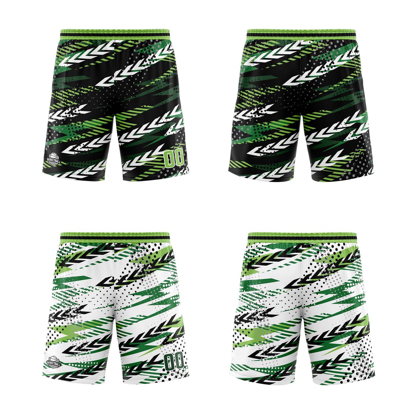 Custom Black Dark Green Reversible Basketball Suit for Adults and Kids Personalized Jersey
