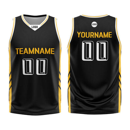 Custom Black Yellow Basketball Jersey Uniform Suit Printed Your Logo Name Number